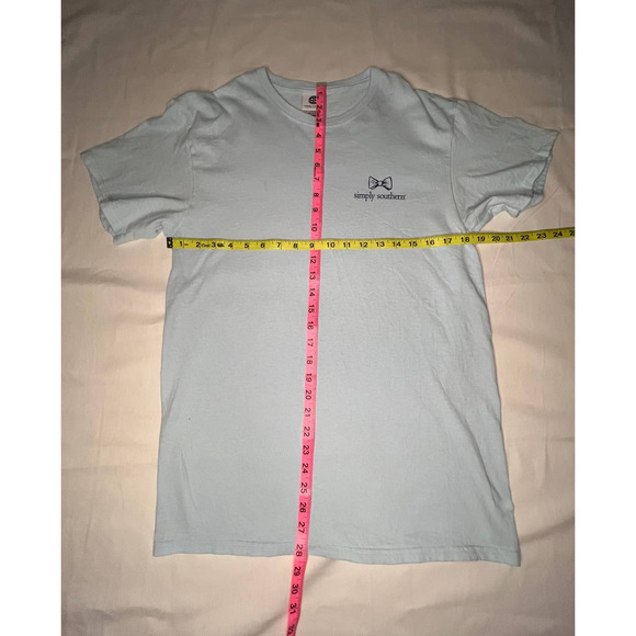 Simply Southern Women's T-Shirt Light Ice Blue with Crab Print on Back Medium - Picture 4 of 6